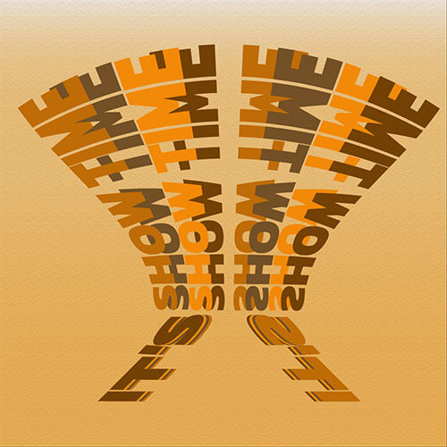 Orange and Brown vintage color with it's show time presented like 2 spotlight