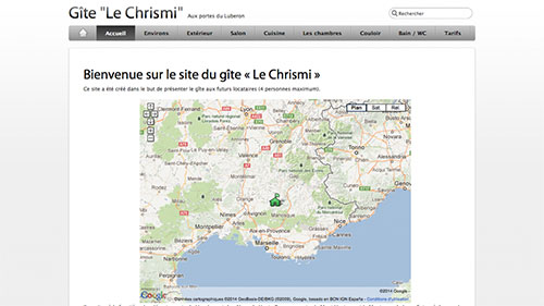 Screenshot of the website Gîte Chrismi