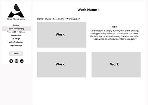 Wirefram of the desktop version of a page
